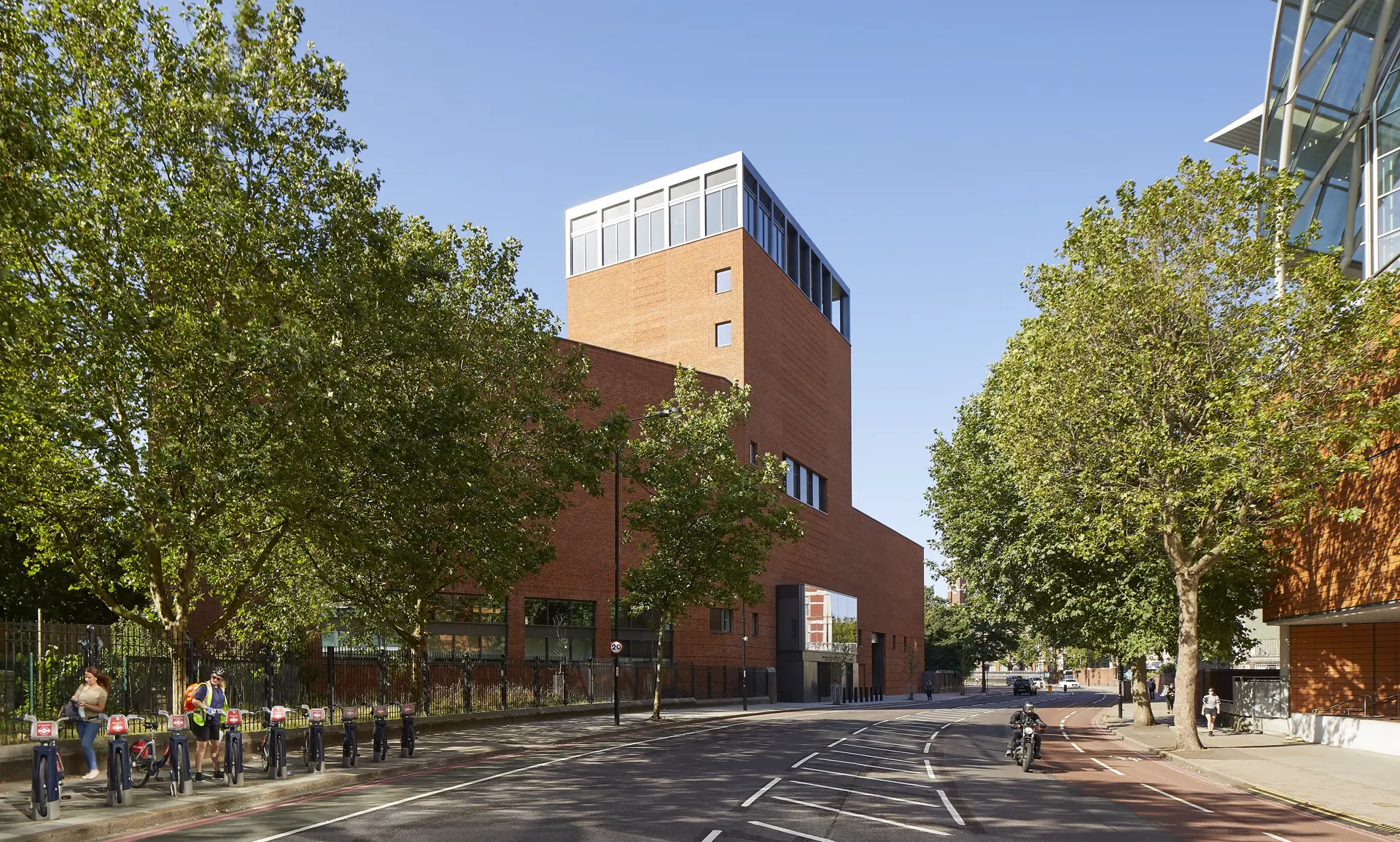 Lambeth Palace Library, a modern building on a tree lined street, containing a state-of-the art BEMS provided by 4energy group
